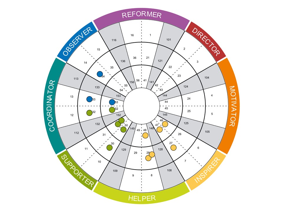 A wheel showing team Insights profiles